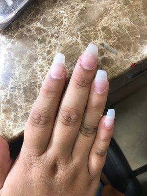 I do not recommend this nail place they did a horrible job on my nails they came out crooked even though I told the lady to fix it