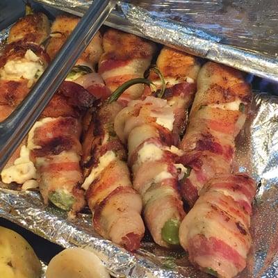 Bacon wrapped cheese stuffed peppers!!!