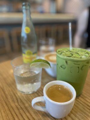 Espresso Matcha Latte (ML) and Topo Chico