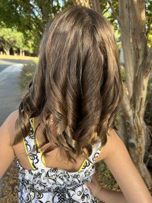 Cut and curl of my almost 8 year old daughter's hair.