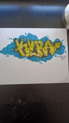 A graffiti name (Kyra)