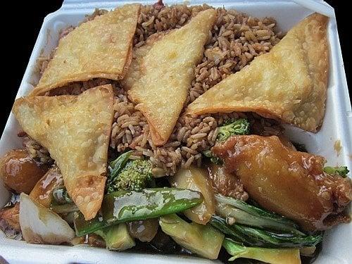 Dinner Special 19: Hon Sue Gai, Pork Fried Rice, & Crab Rangoon