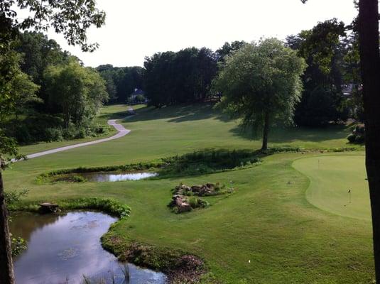 The view of hole number 1 on Linkside and part of the bottom putting green.