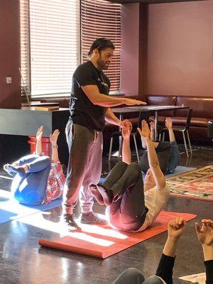 Jimmy leading a corporate wellness class on Core Strength.