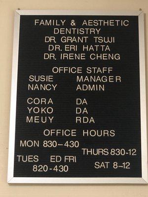 New hours as of 10/26/2019.