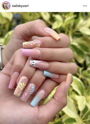 Beautiful Inspired Easter nail art done by one of our nails technicians.