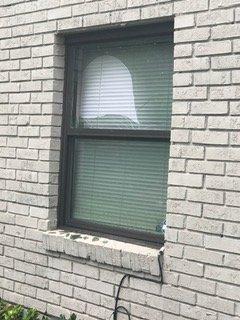 My window that was busted out after 9 PM. Maintenance informed me that several have been busted out throughout the complex.