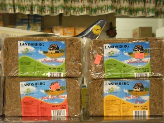 Our Landsberg German bread comes in Whole Grain, 5 Grain, Whole Rye, Muesli, Sunflower and Multigrain variety.