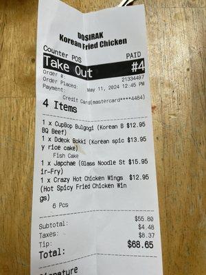 Pricy lunch for 3 almost $70 with tip