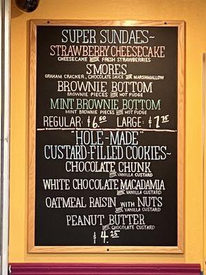 Sundae menu from April 2023