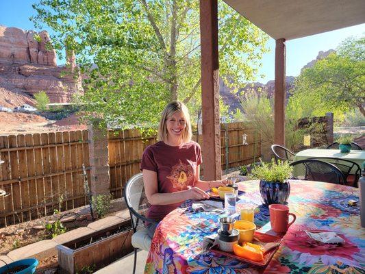 Breakfast on the patio.