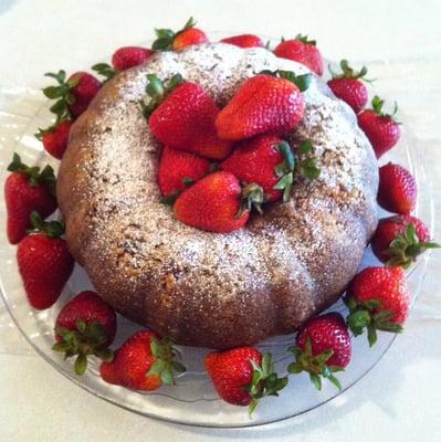 Serafina's Rum cake with Strawberries