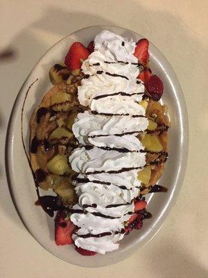 This... is a banana split waffle.  So yummy!