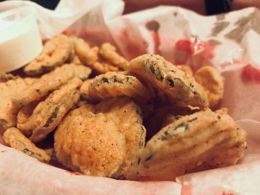 Massive amount of salt in the shape of fried pickles.