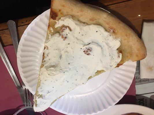 White pizza - the cheese was smothered on the pizza like cream cheese on a bagel. Simply delicious!