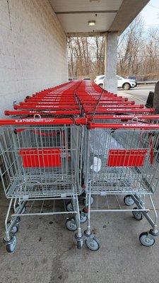 Why are the shopping carts chained up when the store is open?  How is anyone supposed to go grocery shopping??