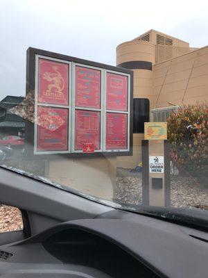 Menu for drive thru