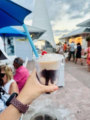 The Bushwacker! Made with Vodka, Rum, Kahlua, Bailey's Irish Cream, and Coconut. My version of an adult chocolate espresso milkshake!