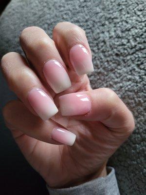 Pink and white ombre nails