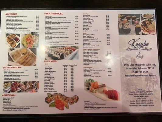 Menu front