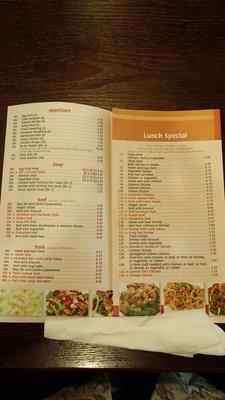 Part of take away menu