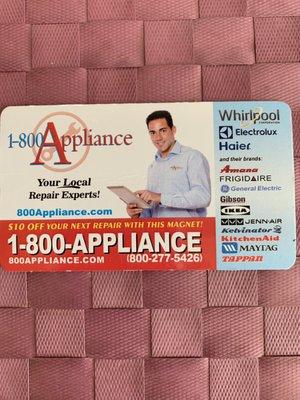 The Appliance Rescue Business Card.