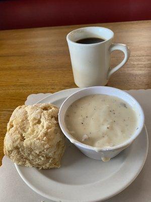 One biscuit and gravy (not one lump)