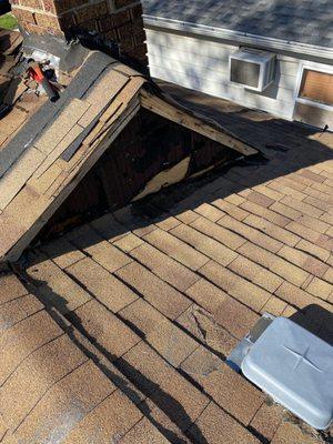 Removed damaged shingles