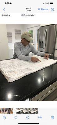 Plan review during home inspection of flipped property