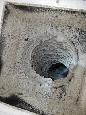 It's amazing how dirty air ducts can get. This customer will benefit from reduced dust in their house as well as a reduction in enerty costs