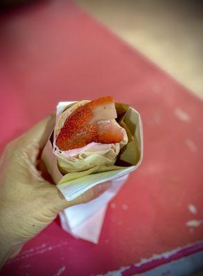 Strawberry and coconut crepe