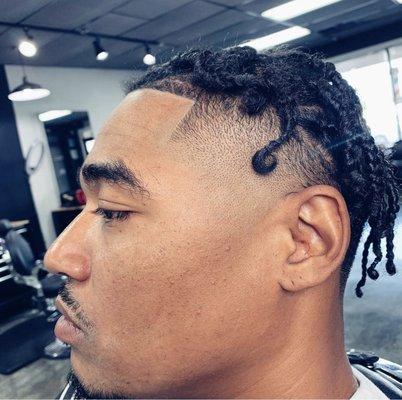 Temp fade with braids