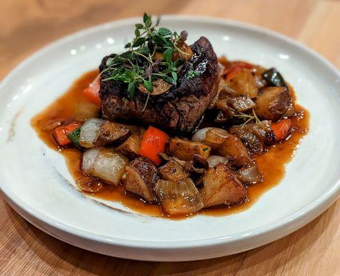 Filet Mignon with Potato & Mushroom Hash