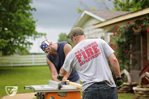 The Sheep Dog Impact Assistance  project got some help from the Pea Ridge Fire Department.