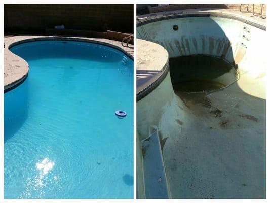 This is the after and before photos of a drain and acid wash.