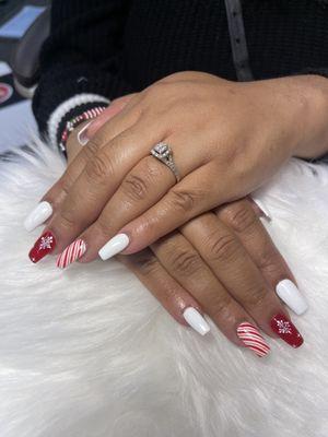 Christmas theme Full Set Nails done at Sexy Nails