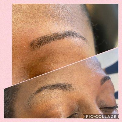 Eyebrow transformation only at Elegant threading salon .