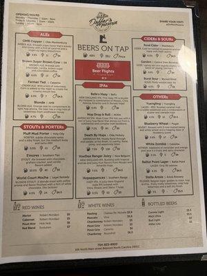 New Alcohol Menu