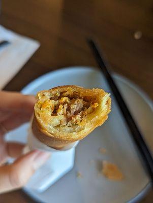 Inside the Egg Roll with taro, pork and carrot