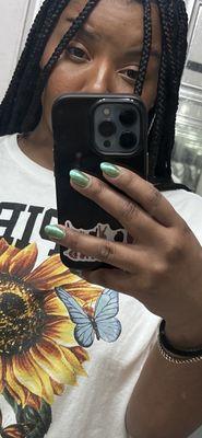 Chrome nails done last week (love my super villain green)