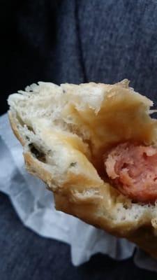 My sausage and cheese kolache today. Never again..