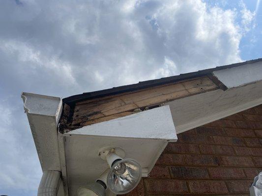 I've removed rotted trim next to soffit, swipe forward to see the after!