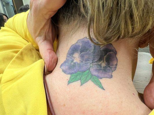 Coverup-2 violets representing my 2 daughters