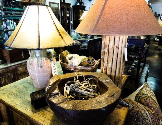 Unique lamps, one of a kind pieces & exotic accessories! #lamps #lampshades #keys #throws #wood #homefurnishings #homedecorations #homedecor