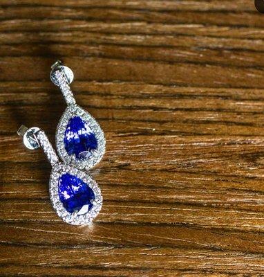 Custom Sapphire and Diamond earrings