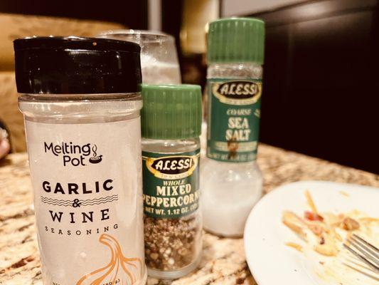 This is how the seasoning came out and was presented; in their original, stained containers.