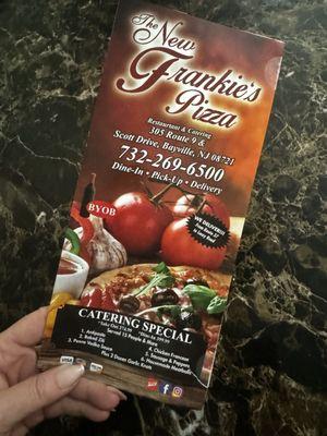 New menu from Frankie's pizza