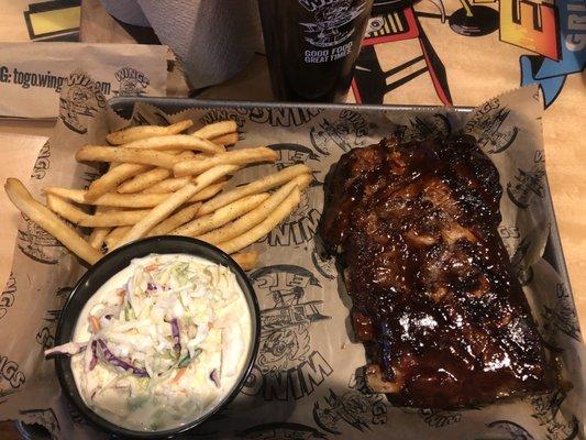 Half Rack of Ribs, Coleslaw, Straight fries