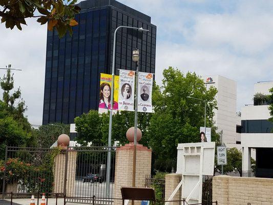 Banners announcing Campo de Cahuenga.