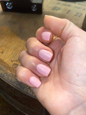 Light pink with thin glitter. Dip